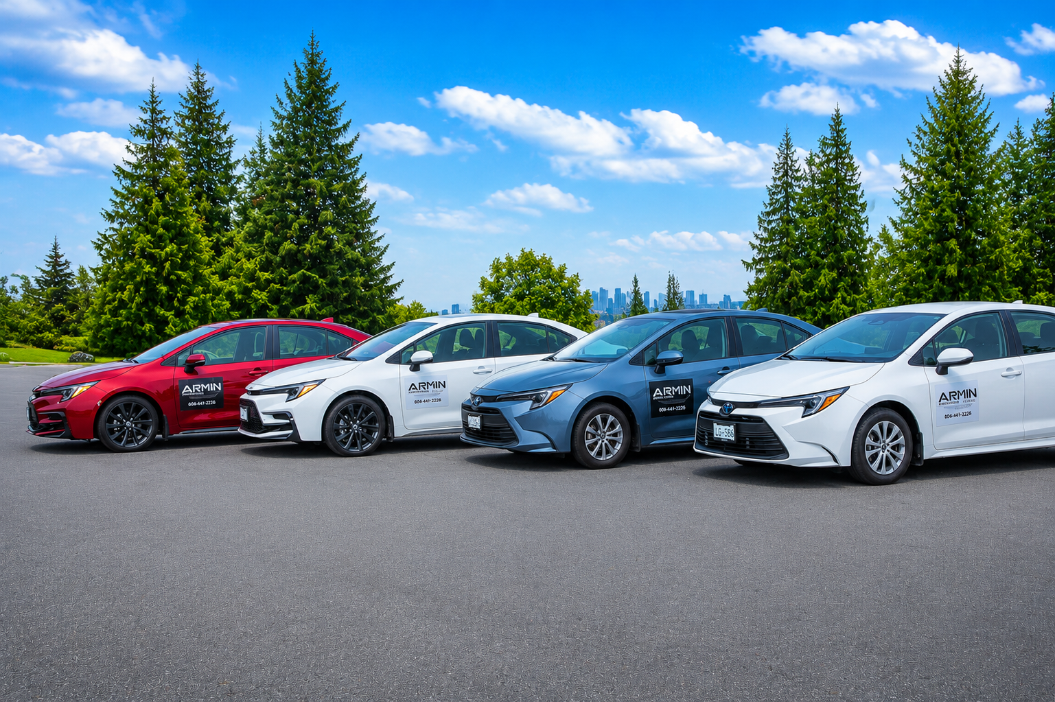 Armin Driving School training vehicles in Metro Vancouver with professional driving lessons for Class 4, Class 5 and Class 7 students.