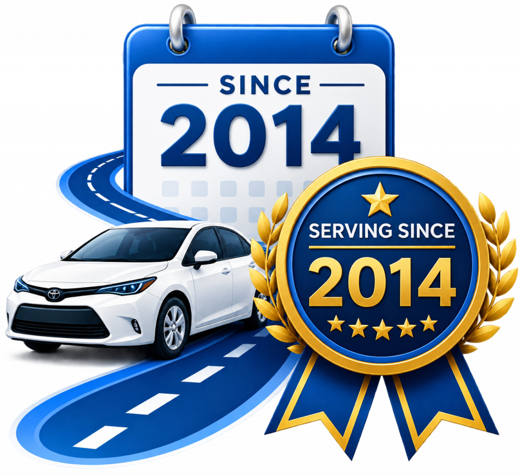 Serving Since 2014 badge icon for Armin Driving School showing experience and professional driving training