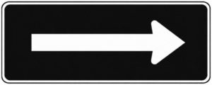 It shows the direction of traffic on a one-way cross street.