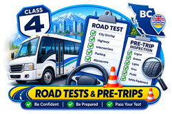 Class 4 road test and pre-trip inspection in BC